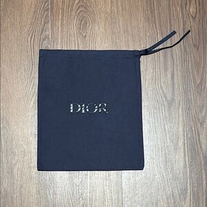 Dior Navy Blue Logo Dust Bag Drawstring Authentic 14x13